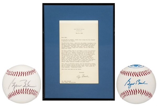 President George Bush Signed (Auto-Pen) and Framed Congratulatory Retirement Letter and Signed Baseball Given to Mike Schmidt (2)